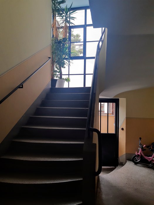 The stairwell from the ground floor